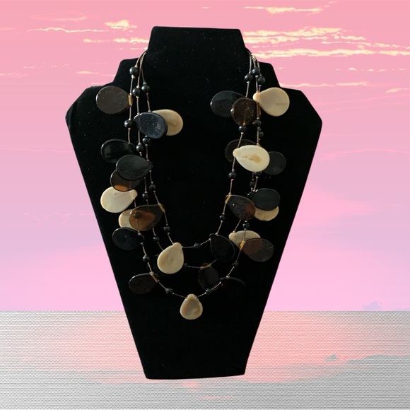 Bohemian Black and Cream Necklace - Picture 2 of 6